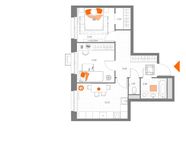Планировка 2-комнатной квартиры, 51,61 м2