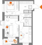 Планировка 2-комнатной квартиры, 50,31 м2