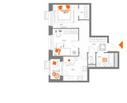 Планировка 2-комнатной квартиры, 48,58 м2