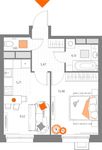 Планировка 2-комнатной квартиры, 39,46 м2
