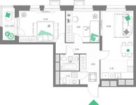 Планировка 3-комнатной квартиры, 60,37 м2