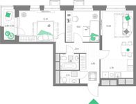 Планировка 3-комнатной квартиры, 60 м2