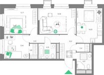 Планировка 3-комнатной квартиры, 73,22 м2