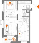 Планировка 2-комнатной квартиры, 50,53 м2