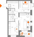 Планировка 2-комнатной квартиры, 50,43 м2