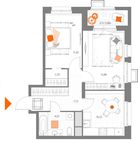 Планировка 2-комнатной квартиры, 52,4 м2