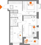 Планировка 2-комнатной квартиры, 50,13 м2