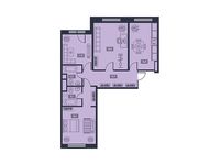 Планировка 3-комнатной квартиры, 80,4 м2