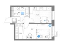 Планировка 1-комнатной квартиры, 35,77 м2