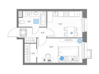 Планировка 1-комнатной квартиры, 36,23 м2