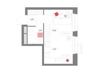 Планировка 1-комнатной квартиры, 24,83 м2