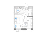 Планировка 1-комнатной квартиры, 39,76 м2
