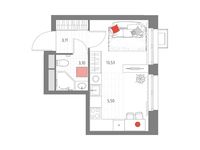 Планировка 1-комнатной квартиры, 25,24 м2