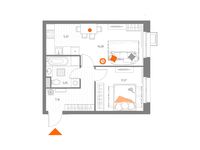 Планировка 2-комнатной квартиры, 43,58 м2