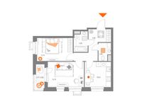 Планировка 2-комнатной квартиры, 53,66 м2