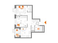 Планировка 2-комнатной квартиры, 48,58 м2