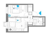 Планировка 1-комнатной квартиры, 34,18 м2