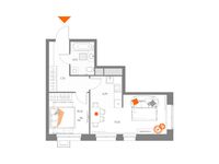 Планировка 2-комнатной квартиры, 44,29 м2
