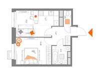 Планировка 2-комнатной квартиры, 39,46 м2