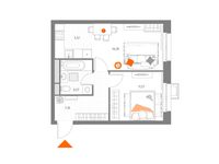 Планировка 2-комнатной квартиры, 42,9 м2