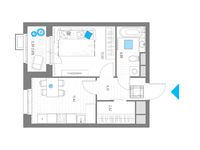 Планировка 1-комнатной квартиры, 36,75 м2