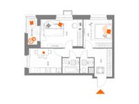 Планировка 2-комнатной квартиры, 50,53 м2