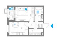 Планировка 1-комнатной квартиры, 37,23 м2