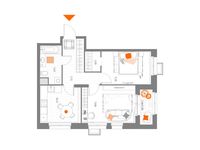 Планировка 2-комнатной квартиры, 52,63 м2