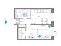 Планировка 1-комнатной квартиры, 36,3 м2