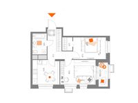 Планировка 2-комнатной квартиры, 52,4 м2