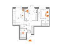 Планировка 2-комнатной квартиры, 51,61 м2