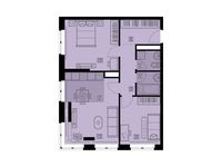 Планировка 3-комнатной квартиры, 64,7 м2