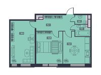 Планировка 2-комнатной квартиры, 63 м2