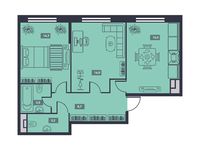 Планировка 2-комнатной квартиры, 61,7 м2