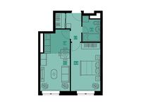 Планировка 2-комнатной квартиры, 42,3 м2