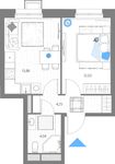 Планировка 1-комнатной квартиры, 34,18 м2
