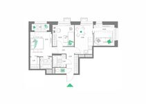 Планировка 3-комнатной квартиры, 61,06 м2