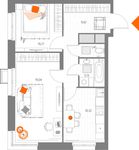 Планировка 2-комнатной квартиры, 53,77 м2