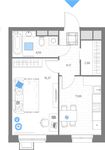 Планировка 1-комнатной квартиры, 39,76 м2