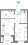 Планировка 1-комнатной квартиры, 36,75 м2