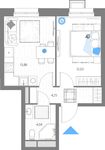 Планировка 1-комнатной квартиры, 34,18 м2