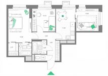 Планировка 3-комнатной квартиры, 64,67 м2