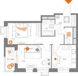 Планировка 2-комнатной квартиры, 53,11 м2