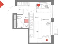 Планировка 1-комнатной квартиры, 25,24 м2