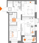 Планировка 2-комнатной квартиры, 50,75 м2