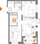 Планировка 2-комнатной квартиры, 50,28 м2