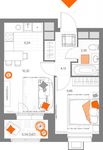 Планировка 2-комнатной квартиры, 35,3 м2