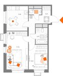 Планировка 2-комнатной квартиры, 53,25 м2