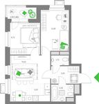 Планировка 3-комнатной квартиры, 52,93 м2