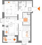 Планировка 2-комнатной квартиры, 50,86 м2